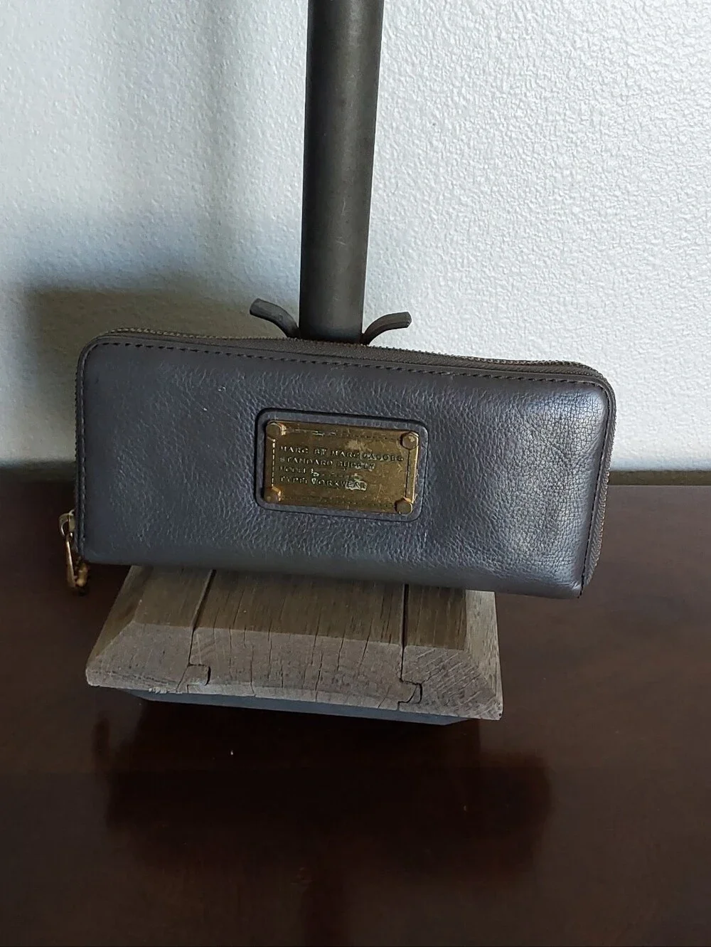 Marc Jacobs Brown Leather‎ Zip Wallet with Gold Logo Plaque